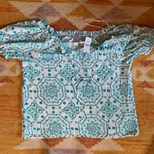 Loft flowy summer blouse with puff sleeves